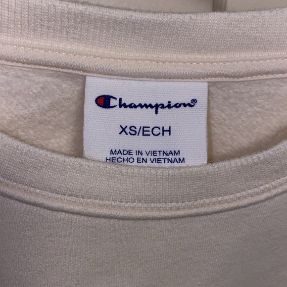 Champion XS Cream Ribbed Crew Neck Pullover Sweater - Picture 2 of 13